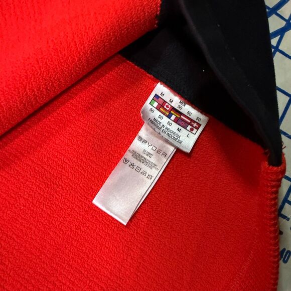 Spyder Core Sweater Men’s Medium Red Black 1/4 Zip Pullover Fleece Outerwear - Picture 9 of 12